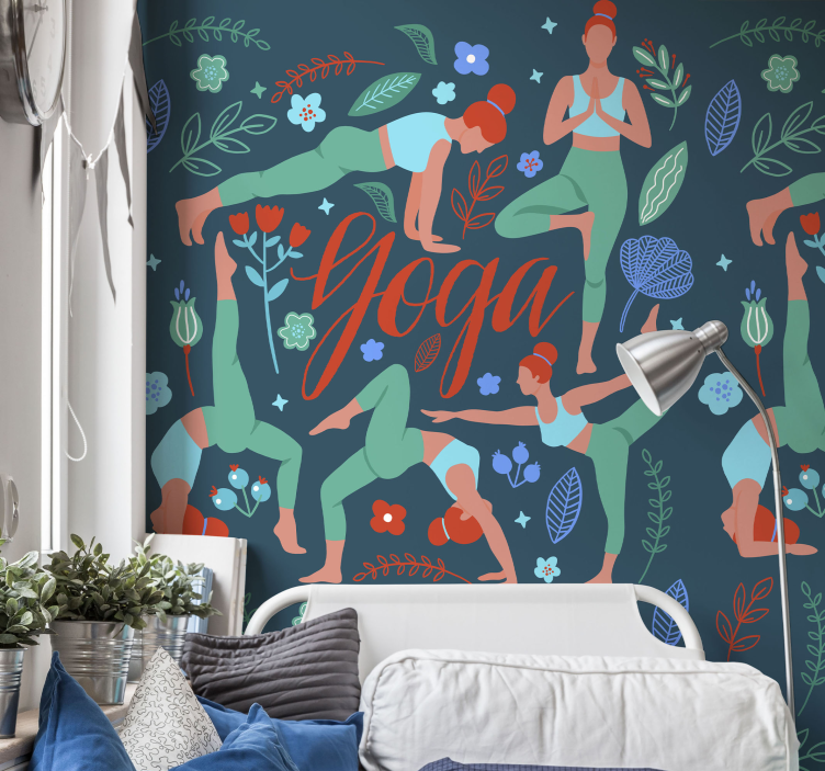Ilustracija jogijskih položajev tapeta narave - TenStickers