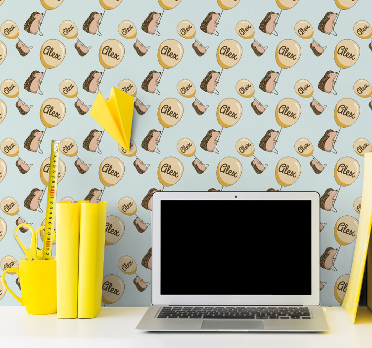 Ježki z baloni in imenom Tapete za otroške sobe - TenStickers