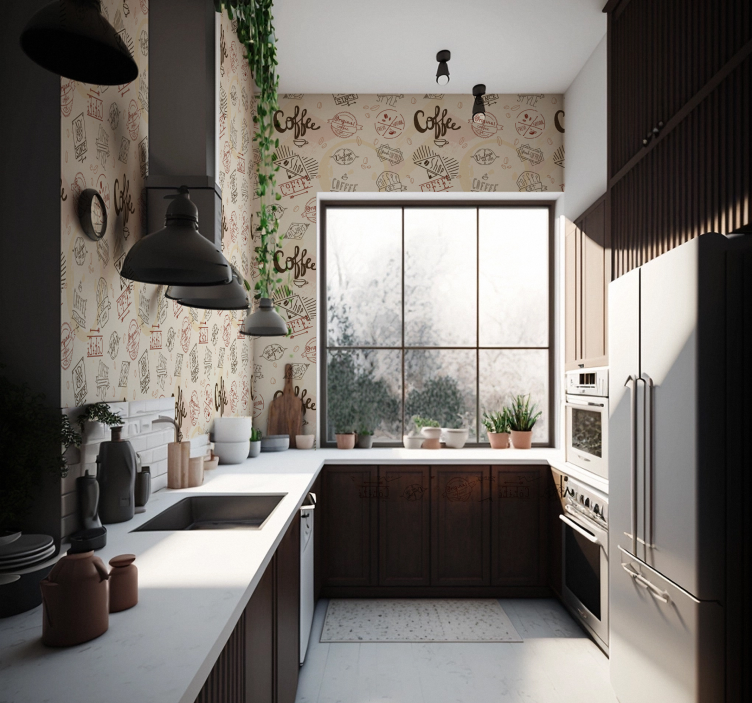 Ikone kave jedilnica tapeta - TenStickers