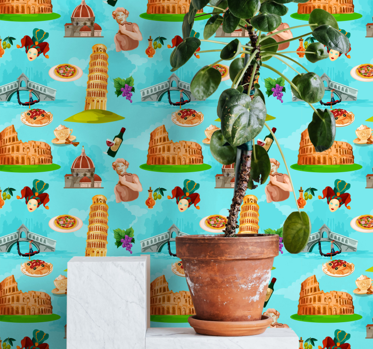 Kolaž italijanskih znamenitosti tapeta mesta in države - TenStickers