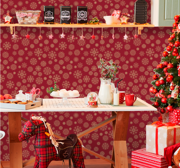 Ledeno cvetlični dizajn božično ozadje za tapete - TenStickers