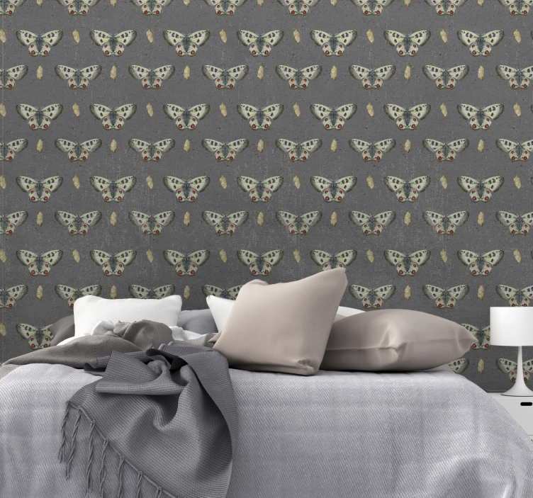 Metulji in betonske teksturirane tapeta - TenStickers