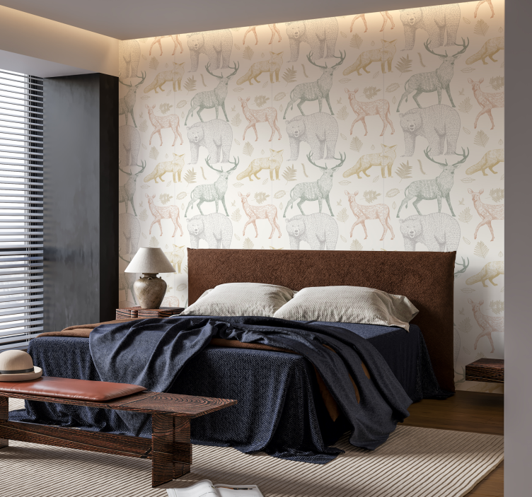 Minimalistični gozdni dizajn živali ozadje - TenStickers