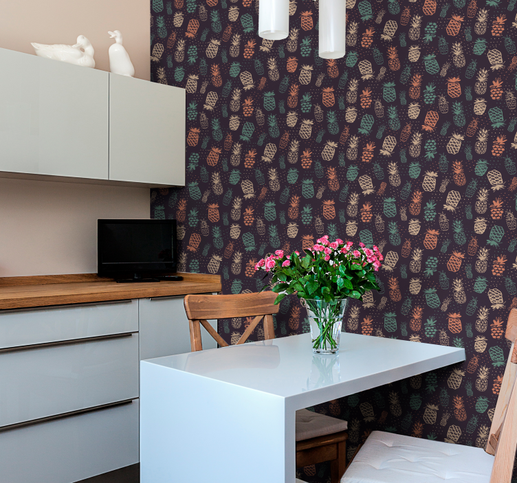 Modre ananas vintage tapeta - TenStickers