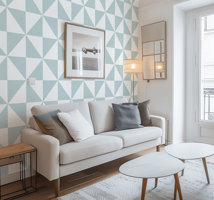 Modri trikotniki geometrijski ozadje - TenStickers