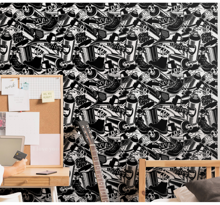 Mono-tonski grafiti stenske oznake art tapeta - TenStickers