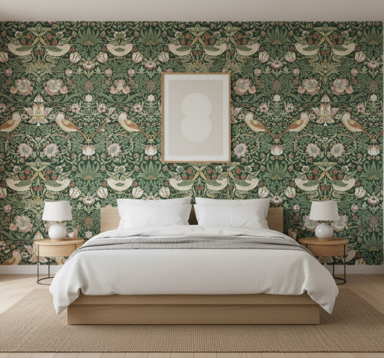 Morris style bird tapeta z motivi ptic - TenStickers