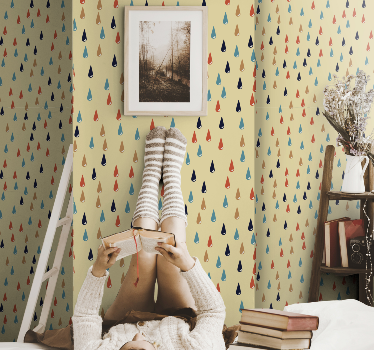 Motiv dežne kaplje geometrijski ozadje - TenStickers