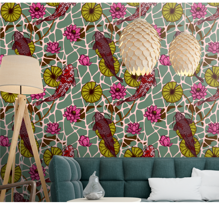 Motiv koi ribnika ribji tapeti - TenStickers