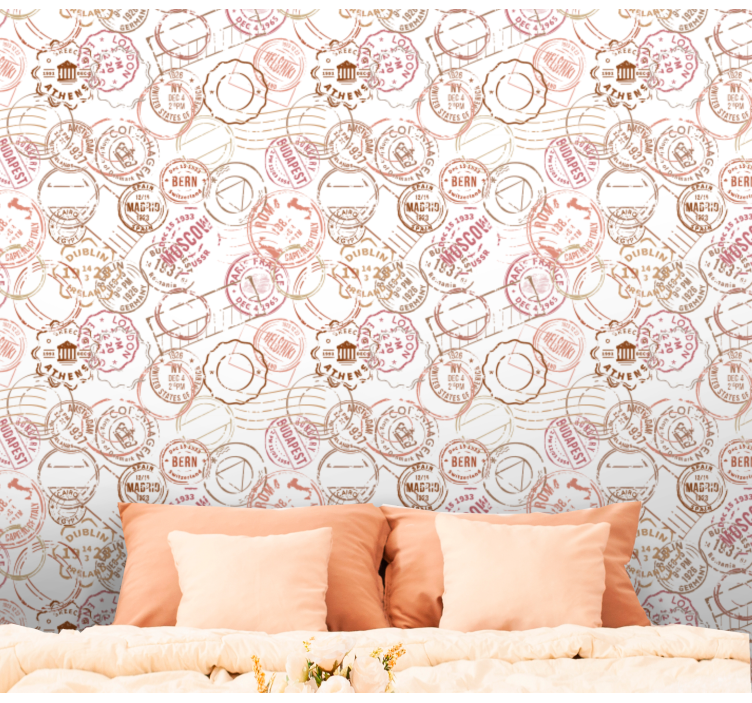 Motiv potnega lista z žigom tapeta mesta in države - TenStickers