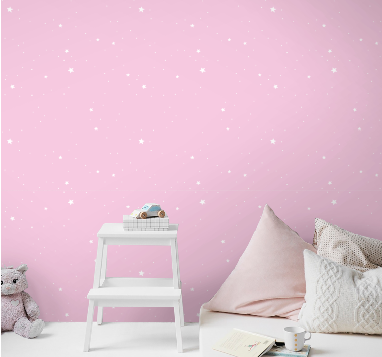 Night pink sky tapeta z zvezdami - TenStickers