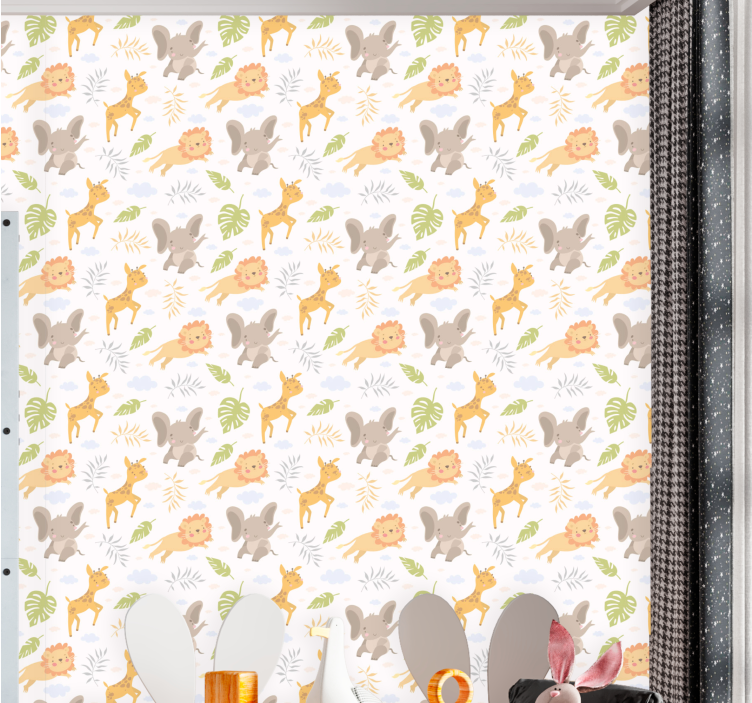 Nordijsko minimalistično otroško tapeta za safari - TenStickers