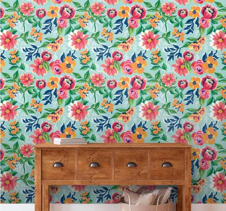 Oblikovanje cvetličnega vrta tapeta z motivom vrtnice - TenStickers