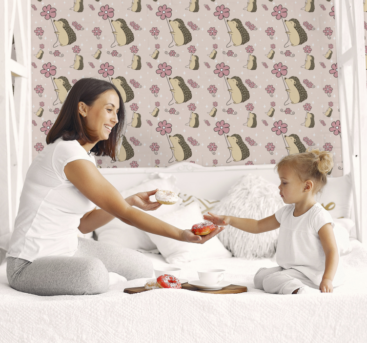 Oblikovanje ježka in rože tapeta z živalmi - TenStickers