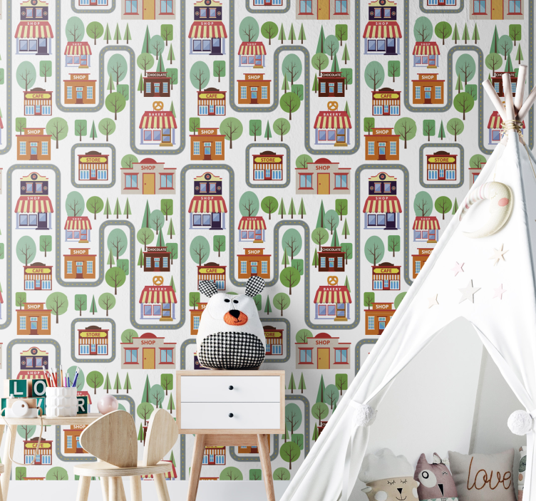 Očarljiva mestna pokrajina tapeta mesta in države - TenStickers