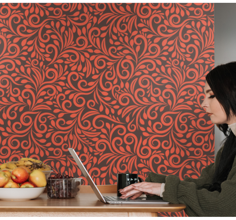 Okrašeni vrtinci cvetlični ornamentalni zidni papir - TenStickers