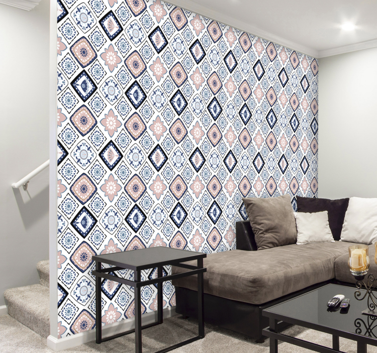 Tapeta roza in svetlo modra roža - TenStickers