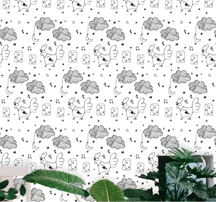 Petelin risani vzorec tapeta z živalmi - TenStickers