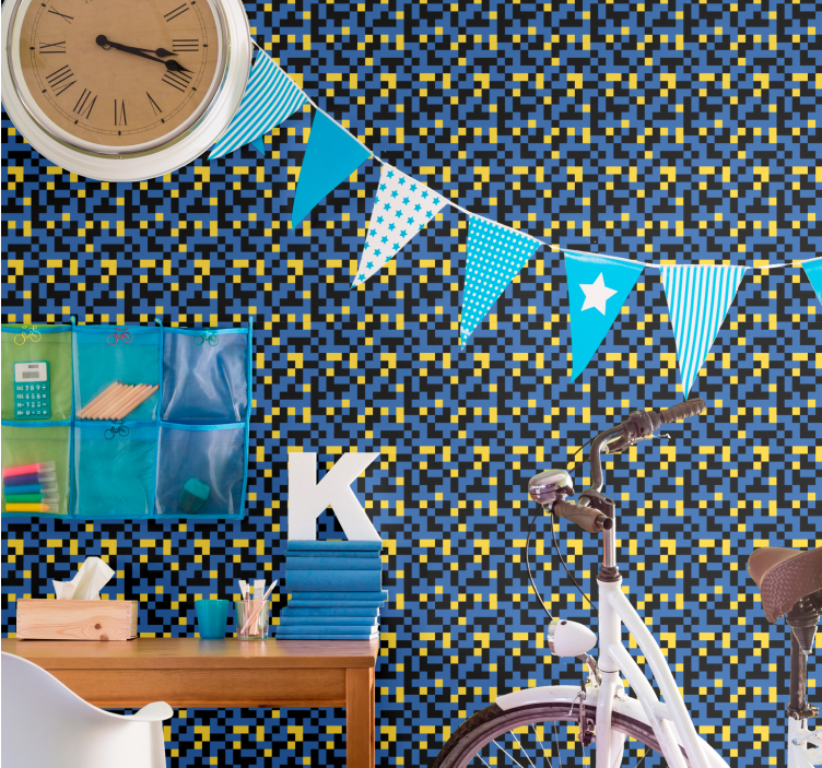 Pikselizirani barvni bloki geometrijski zidni papir - TenStickers