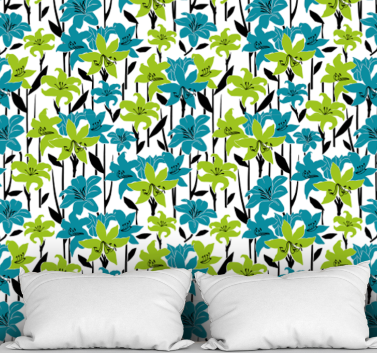 Pisan cvetlični cvet tapeta z motivom vrtnice - TenStickers