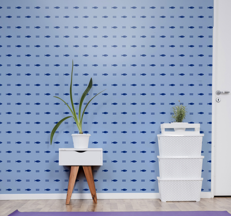 Podvodni modri vzorec ribji tapeti - TenStickers