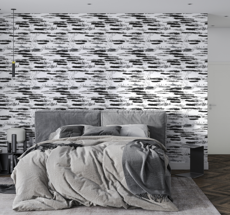 Poteze črne barve abstraktno tapeta - TenStickers