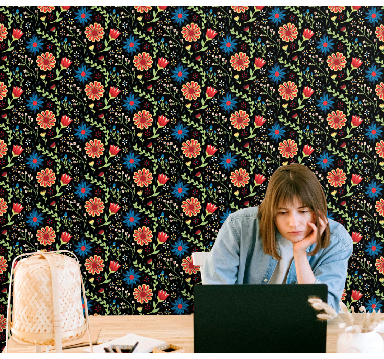 Poudarek s cvetličnim vzorcem tapeta z motivom vrtnice - TenStickers