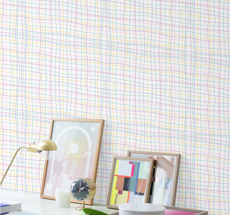 Preverjena postavitev mreže geometrijski zidni papir - TenStickers