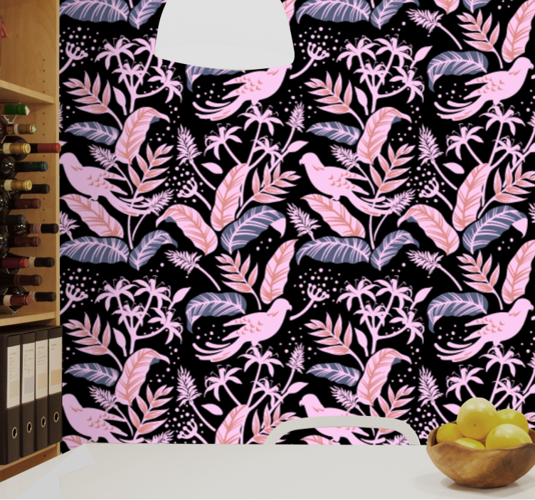 Ptica cvetlična harmonija Tapete z ornamentnimi motivi - TenStickers