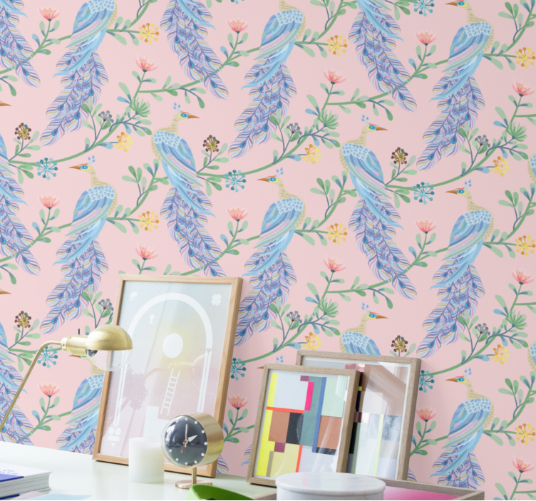 tapeta ptice v roza raju - TenStickers