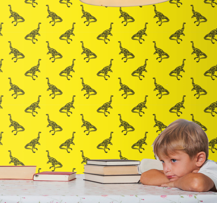 Yellow adventure tapeta z dinozavri - TenStickers