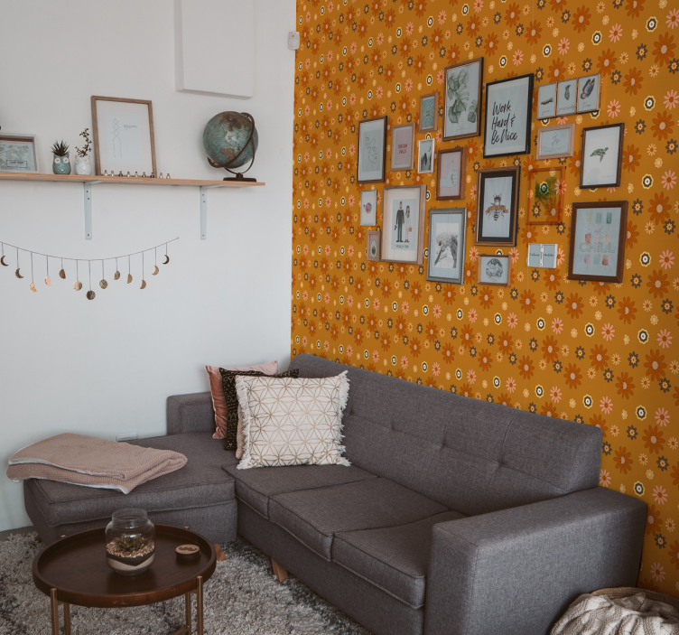 Vintage tapeta flower power 60-ih - TenStickers