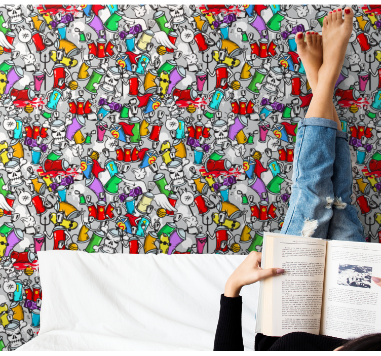 Lončki za barvanje grafitov umetniško tapeta - TenStickers