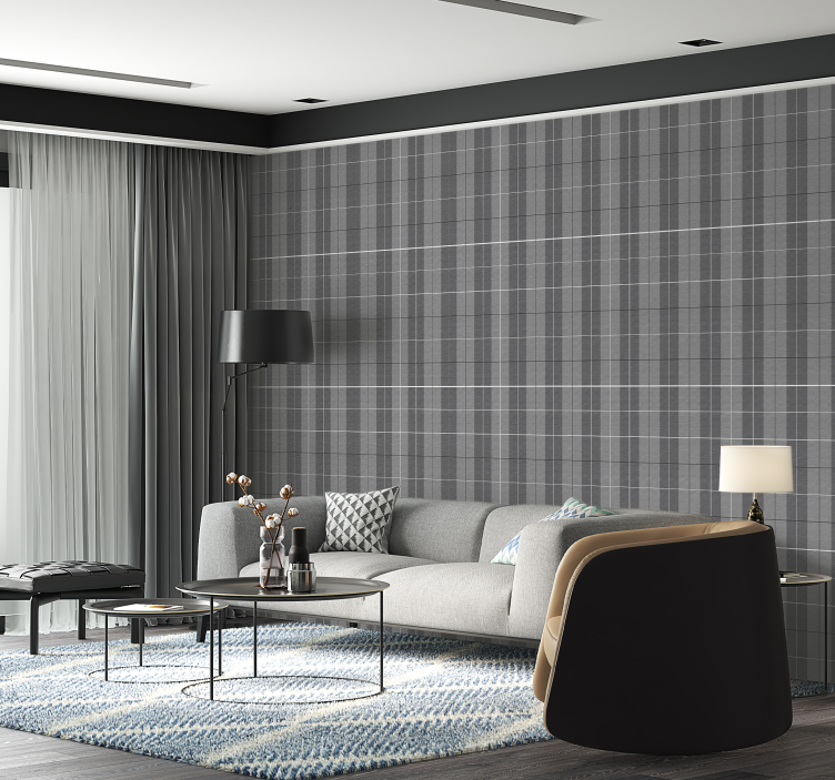 Siv škotski vzorec kvadratno tapeta - TenStickers