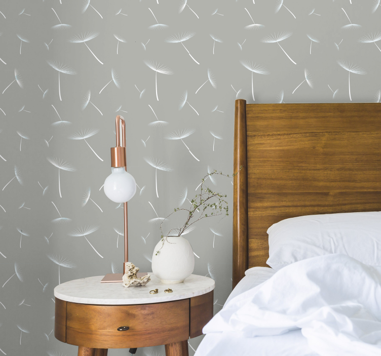 tapeta sive cvetoče svetlejše rože - TenStickers