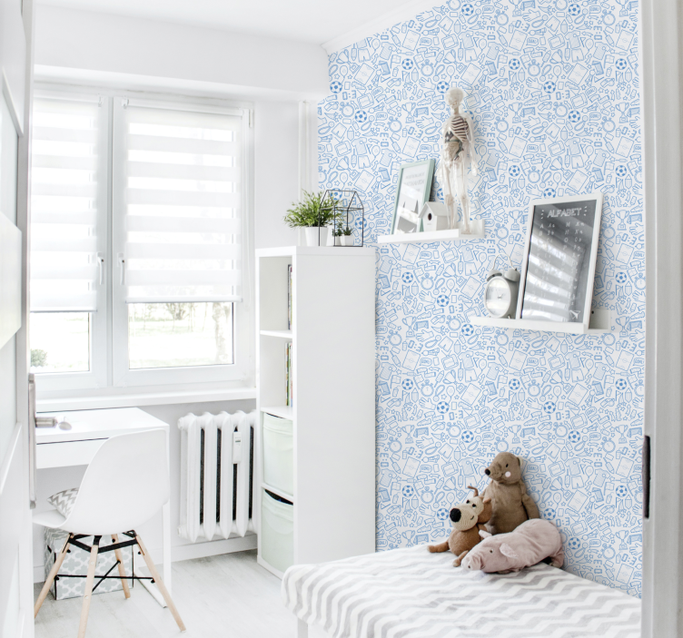 športni doodle vzorec otroške sobe tapete - TenStickers