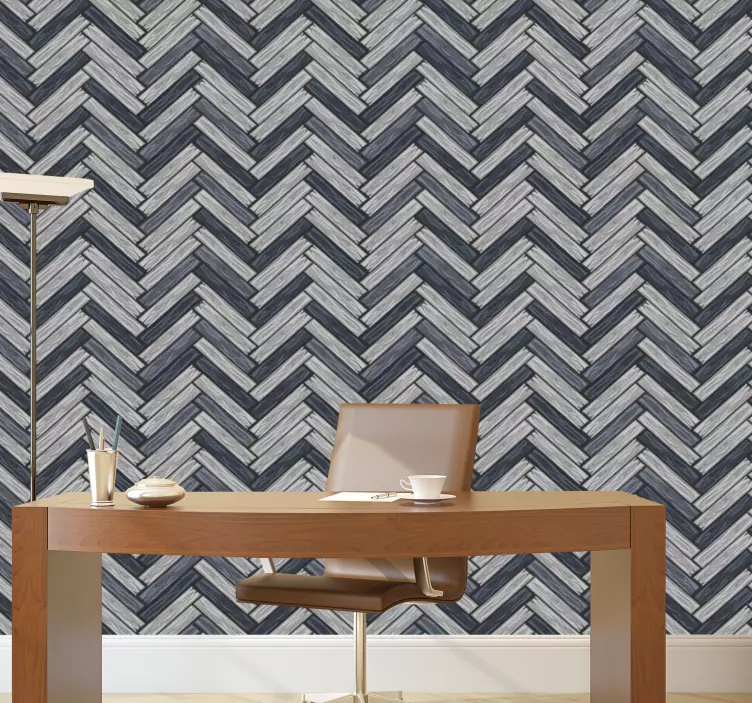 tapeta sivega lesa chevron - TenStickers