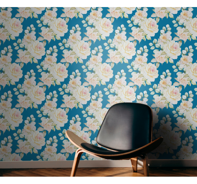 Tapete s cvetličnim odtisom 'petroleum' - TenStickers