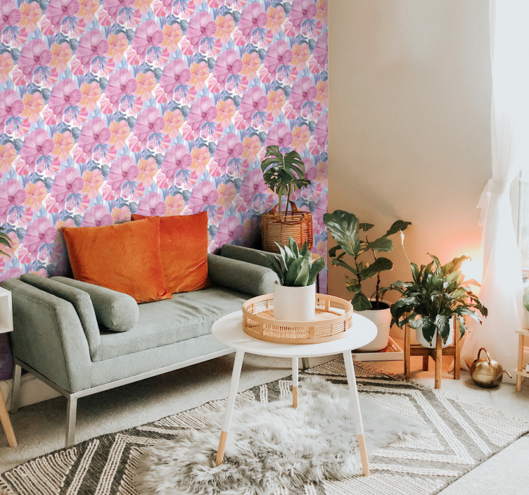 Akvarelno tapeta cvetov sleza - TenStickers