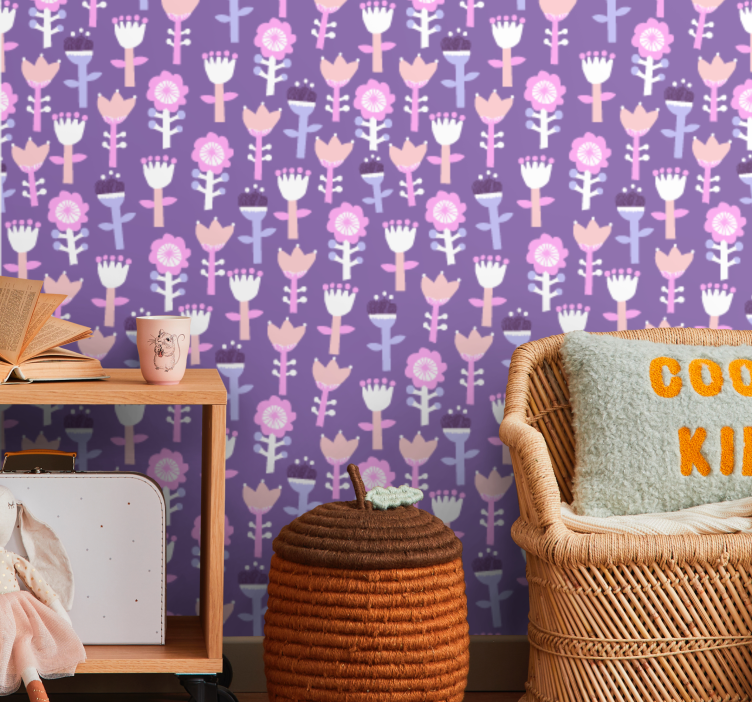 Vijolični motiv tapeta z motivom vrtnice - TenStickers