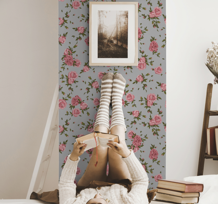 Vrtnice vzorec cvet tapeta - TenStickers