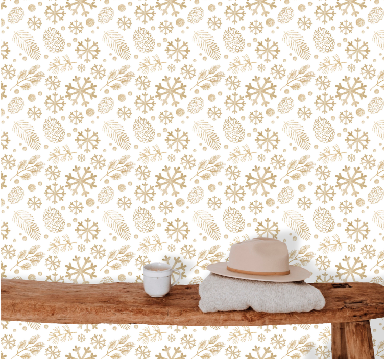 Vzorci borovih šiškov umetniško tapeta - TenStickers