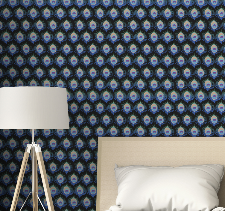 Vzorci pavjega perja Tapeta z motivi ptic - TenStickers