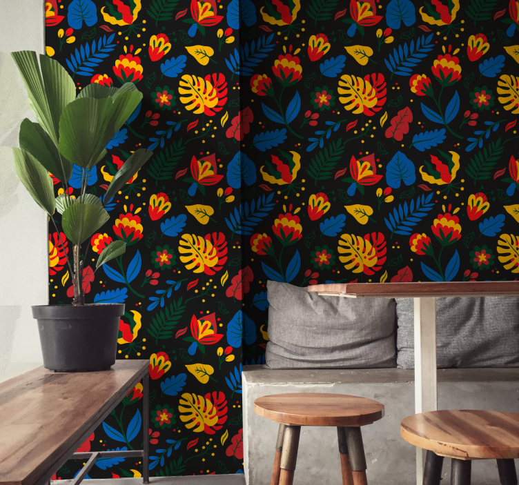 Vzorec cvetličnih listov Tapete z ornamentnimi motivi - TenStickers