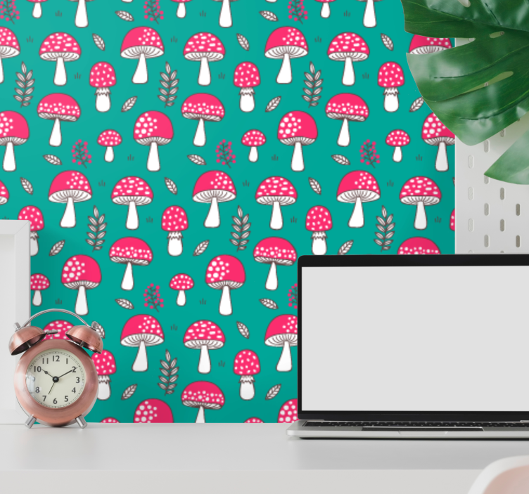 Vzorec gozdnih gliv tapeta narave - TenStickers