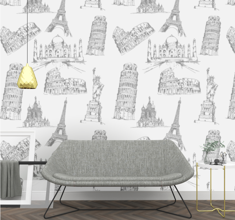 Vzorec najbolj znanih spomenikov Mestna in podeželska tapeta - TenStickers