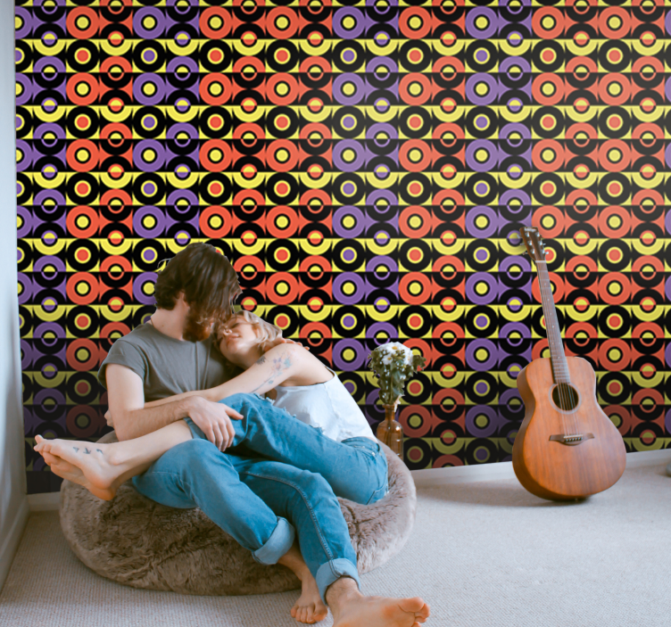 Vzorec retro krogov Drugo vintage tapeta - TenStickers