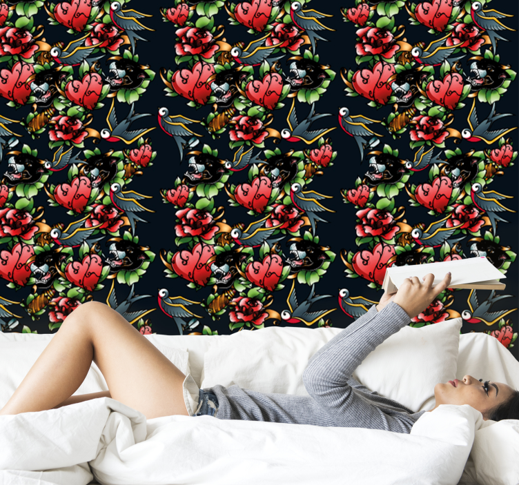 Vzorec v stilu tetovaže umetniško tapeta - TenStickers