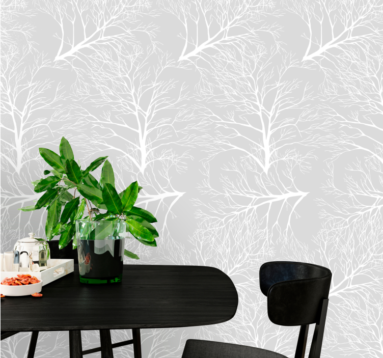 Grey branch pattern tapeta z motivom drevesa - TenStickers