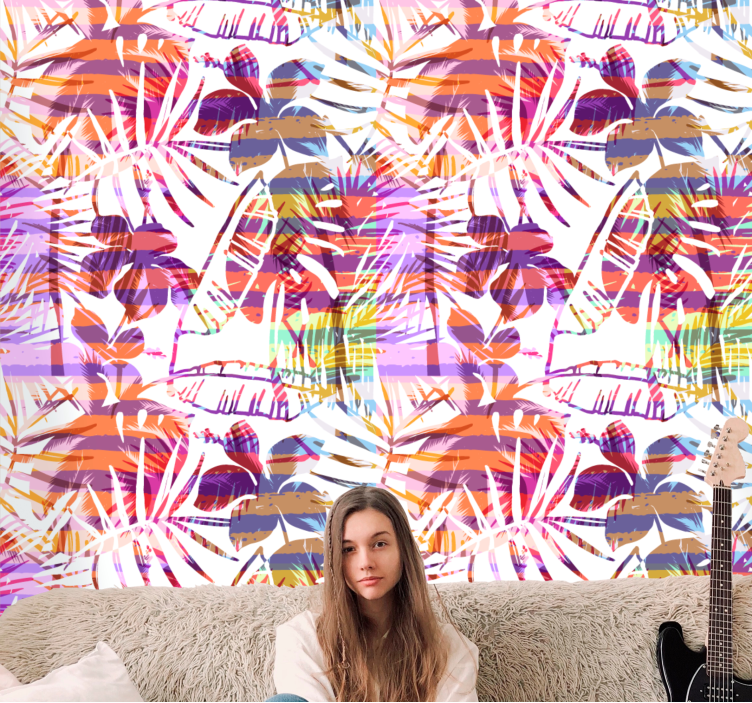 živahni cvetlični vzorci tapeta z motivom vrtnice - TenStickers